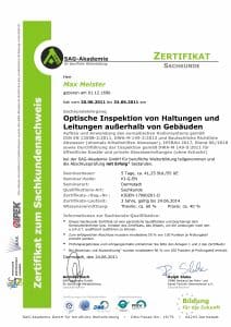 Zertifikat für optische Inspektion von Leitungen